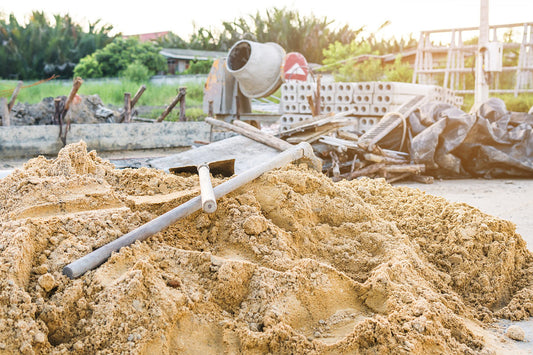 Construction site with concrete mixer