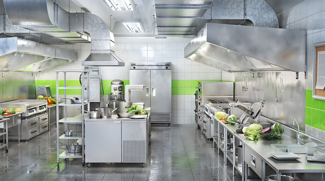 Clean and modern Commercial kitchen with grease trap